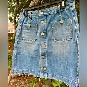 New LOFT 109% Cotton jeans denim slit mini skirt 6